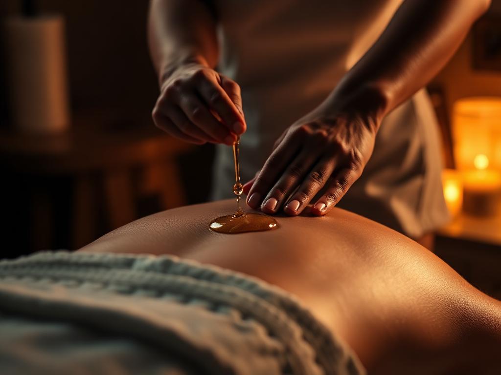 Therapeutic massage session with warm lighting