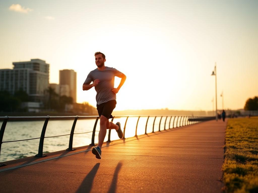 Person running at sunrise